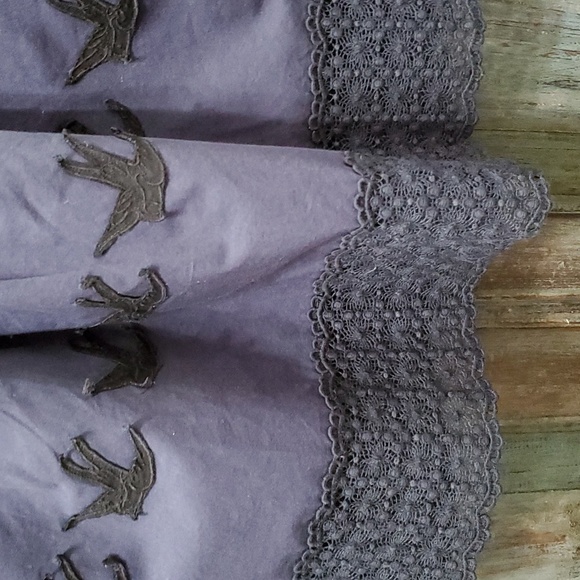 ANTHROPOLOGIE Leifnotes Blue Black Knit Floral With Flyaway Bird Embroidered Dre - Picture 7 of 9